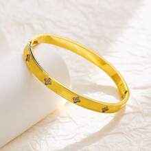 1 Stück modisches Luxus Edelstahl Armband mit kubischem Zirkonia für Frauen, geeignet für Partys, Zusammenkünfte, täglichen Gebrauch