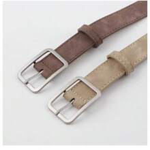 1 pieza Cinturón de mujer de estilo retro de piel de PU con hebilla cuadrada, versátil para vaqueros, pantalones, vestidos, accesorio diario