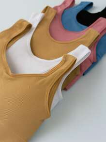 Kit Com 3 Sutiã Top Regata Com Bojo Removível CORES SORTIDAS - Top Import