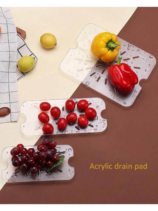 1pc Acrylic Food Drainage Tray, Plastic Drainage Plate For Clearing Drainage, Available In 5 Sizes, Suitable For Food, Vegetables, Sink, Teapot, Restaurant, Kitchen, Cafeteria, Hotel