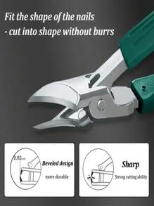 Modern Stainless Steel Toenail Clipper, 25° Angled Blades - Splash Resistant Design For Thick/Ingrown Nails, Ergonomic Non-Slip Handle, Black And Green (Holiday Green Handle) - Foot Care Tool