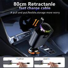 Cargador retráctil de coche con aromaterapia y lightning accesorios auto tecnología carga rápida diseño portátil multifuncional aromatizante moderno fácil usar compatible dispositivos viaje práctico - Negro - Ver 5