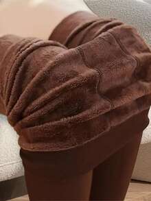 1 Pair Women's 200g Solid Color Ankle Pants, Comfortable & Warm, Suitable For Winter Holiday And Valentine's Day Gift - Black - View 5