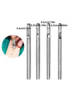 4/12 Peças Conjunto Profissional de Perfurador de Couro, Kit Perfurador Resistente para Cintos/Relógios/Bolsas, Perfurador de Orifícios Redondos de 4 Tamanhos, Ferramentas de Artesanato de Couro DIY para Reparar Alças e Fazer Acessórios, Ferramentas de Perfuração de Couro