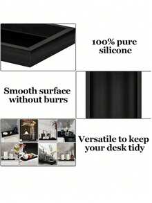 1 件多功能硅胶桌面梳妆台托盘、防滑浴室皂盒、厨房水槽收纳架、珠宝展示架 - 黑色 - 查看 4