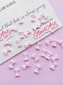 30/50pcs White & Pink Bow Nail Art Decorations, Cute Black Bow Korean Nail Accessories, Suitable For Women DIY Nail Salon Decor, Also Suitable For Little Girls Nail Art Creation, Minimalist Style, Cute Style, Y2K Style, DIY Decorative Accessories, Matte Finish, Glossy Nails, Long Nails, Short Nails, Almond Nails, Ballet Slipper Nails, French Pointed Nails, Toe Nails And Various Nail Art Supplies, Nail Jewelry, Nail Gems - Multicolor - View 3