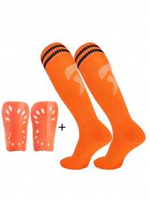 Kids Football Sock And Shin Guard Set - 1 Pair Shin Guards + 1 Pair Long Sports Socks, Double-Layer Shin Pads, Breathable Anti-Slip Long Sports Socks - Multicolor - View 12