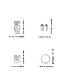 40/80个/套 复古镂空发圈，金属发夹，发饰，夏季编发装饰，适用于编发，爪夹，发爪，发夹，发卡，学习用品 - 銀色 - 查看 8