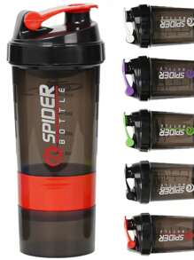 1pc 16OZ Soy Milk Powder Shaker Bottle With Mixing Ball - Leakproof, Dual-Layer Storage For Powder & Capsules, Suitable For Teenagers To Mix Powder, Can Hold Capsules For Portable Use