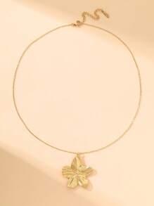 1pc Vintage Geometric Floral Necklace, Versatile For Daily Commuter Wear