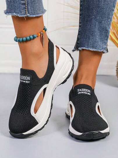 Giày thể thao đế mềm thoáng khí, rỗng, đế ngoài cỡ lớn cho nữ, mùa hè