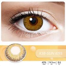 2 piezas de lentes de contacto cosméticas suaves de color marrón grisáceo, maquillaje de ojos de contacto de color, lentes desechables de belleza, accesorios ideales para Halloween, disfraces y eventos temáticos creativos. - K38-sUN KISS - Ver 2