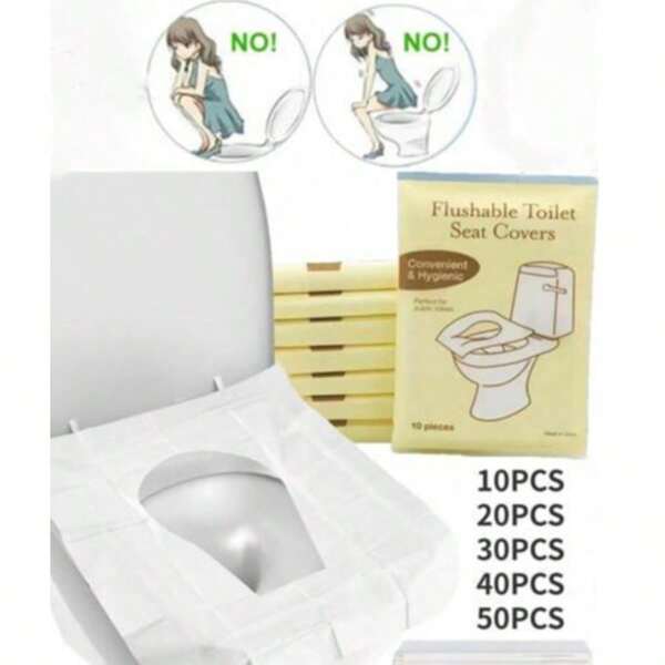 10/20/30/40/50/100pcs Disposable Travel Toilet Seat Covers - Portable Toilet Seat Covers For Travel And Hotels, Large Size Waterproof Universal Seat Cover Paper Dissolvable