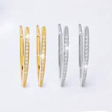 Brincos de pino de prata esterlina 925 com zircônia cúbica geométrica para mulheres, estilo minimalista