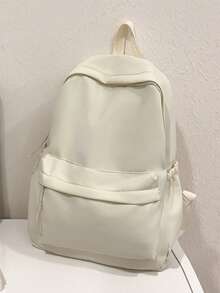 Minimalist Solid Color Backpack, Lightweight Multi-Pocket Large Capacity School Backpack, Travel Backpack, Back To School Backpack - Multicolor - View 11