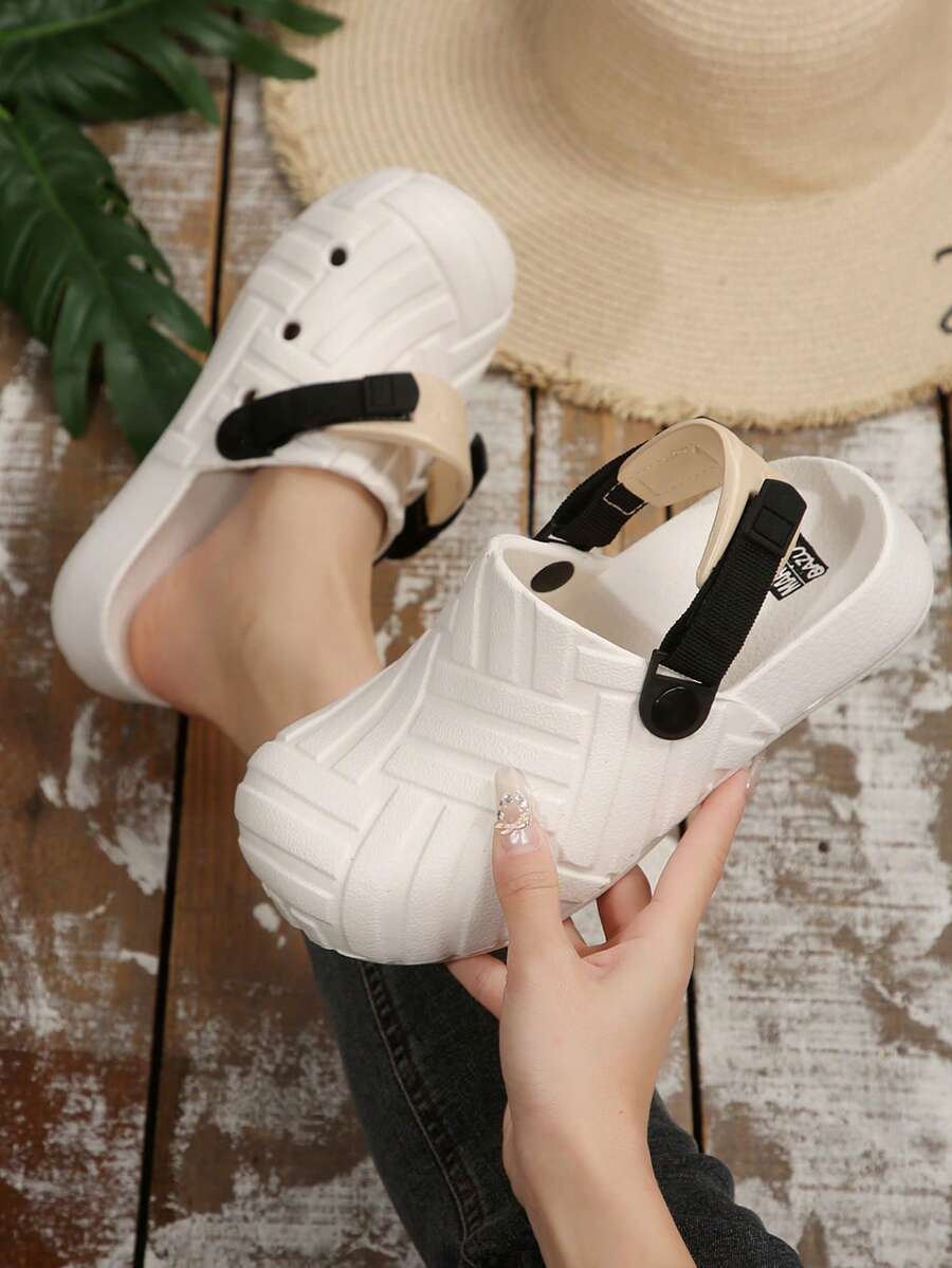 可爱花卉卡通图案厚底防滑浴室淋浴软底拖鞋，沙滩凉鞋