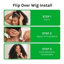 Kinky Curly Half Wig Human Hair 200% Density Wear Go Glueless Bob Wigs Human Hair Curly 3 In 1 Half Wigs For Women Drawstring Seamless Flip Headband Wig Beginner Friendly - Natural Black - View 7