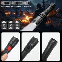 1PC Ultra-Bright LED Flashlight With Digital Display - USB Rechargeable, Extendable Torch For Outdoor Emergency Lighting