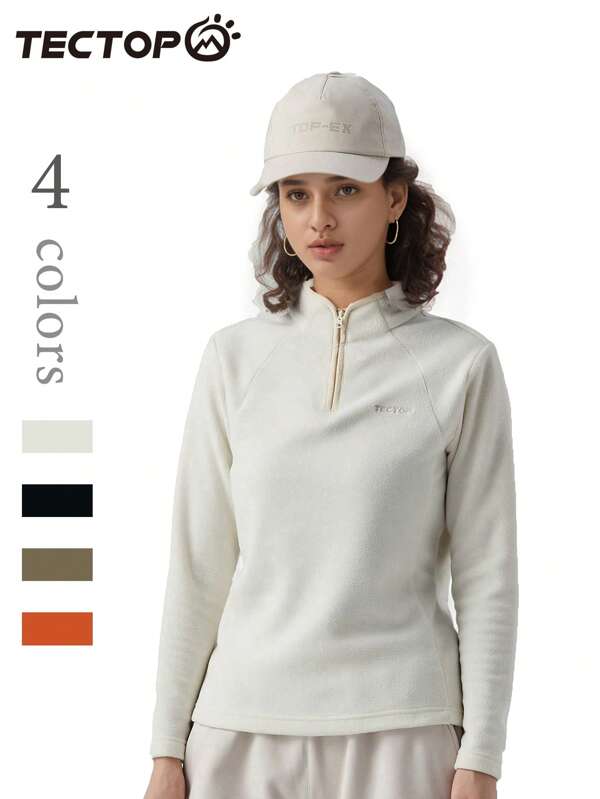TECTOP Women Fleece Winter Jackets Slim Fit Pullover Polar Long Sleeve 1/4 Quarter Zip Warm, Cozy Outerwear For Outdoor