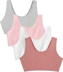 Women's Built Tank Style Sports Bra Value Pack Push Up Bras - 黃昏/白色/腮紅/灰色石楠花 - 查看 1