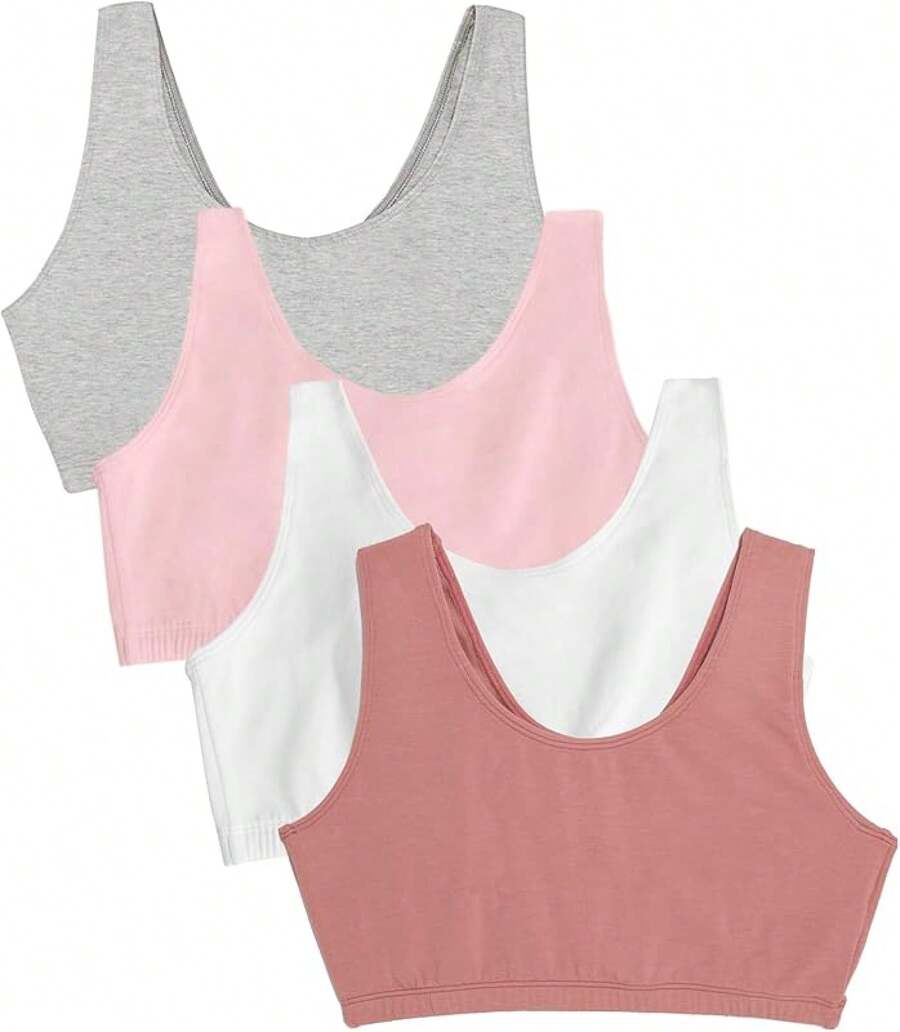 Women's Built Tank Style Sports Bra Value Pack Push Up Bras - 黃昏/白色/腮紅/灰色石楠花 - 查看 1