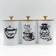 Bamboo Lid Sealed Coffee Sugar Tea Storage Jar Set 3 Piecescreative Sealed Moisture-Proof Kitchen Sealed Jar