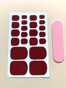 22pcs Toe Nail Sticker & 1pc Scraping File, Foot Nail Art Sticker, Teenage Girl Nail Sticker, Full Cover Nail Polish Sticker, Self-Adhesive Nail Art Decal Suitable For Women & Girls DIY Manicure Nails Nail Supplies - Burgundy - View 6
