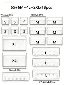 1pc/5pcs/7pc/11pcs/18pcs Drawer Cosmetic Organiser, Lipstick And Perfume Organiser, Dresser Skincare Organiser, Stackable Desktop Organiser, Bathroom Mirror Cabinet Storage Cabinet Multi-Functional Free Combination Display Organiser, Cosmetic Organiser, Office Supplies Organiser, Kitchen Utensils Sorting Box, Home Decoration, House Decoration, Bedroom Decoration, Festive Decoration, Festive Gift Box, Valentine's Day Gift Box, Gifts For Women.