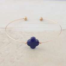 1 brazalete de acero inoxidable para mujer de moda con diseño abierto de piedra natural - geometría - Ver 61