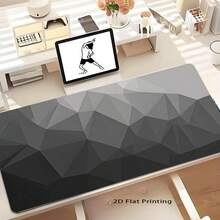 1pc 20*24cm/30*60cm/40*70cm Black & Gray Geometric Minimalist Mouse Pad, Non-Slip Gaming/Work Mouse Mat, Desk Protector Suitable For Students, Leisure Gaming, Office Work, Desktop Accessories,For School Supplies,Back To School Gaming Mouse Pad - Dark Grey - View 2
