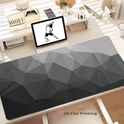1pc 20*24cm/30*60cm/40*70cm Black & Gray Geometric Minimalist Mouse Pad, Non-Slip Gaming/Work Mouse Mat, Desk Protector Suitable For Students, Leisure Gaming, Office Work, Desktop Accessories,For School Supplies,Back To School Gaming Mouse Pad