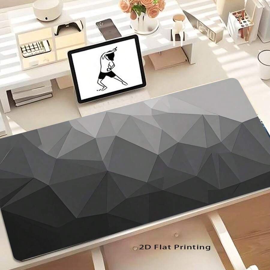 1pc 20*24cm/30*60cm/40*70cm Black & Gray Geometric Minimalist Mouse Pad, Non-Slip Gaming/Work Mouse Mat, Desk Protector Suitable For Students, Leisure Gaming, Office Work, Desktop Accessories,For School Supplies,Back To School Gaming Mouse Pad