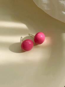 1pc Minimalist Resin Ball Shape Stud Earrings, Casual Versatile Everyday Wear - Earrings - View 14