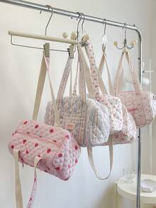 1个花卉蝴蝶结荷叶边旅行包，女孩周末旅行包，女士单肩包，瑜伽包，运动包，适合女性和女孩，情人节礼物，新年礼物，学习用品包，旅行必备，假日度假旅行包，行李旅行包，女士旅行包 - 彩色 - 查看 3