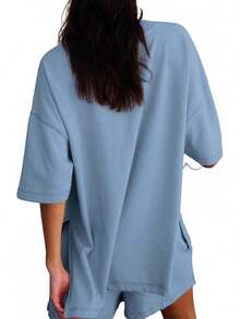 Womens Shorts Sets 2 Piece Outfits Summer 2025 Half Sleeve Crew Neck Cotton Lounge Sets Matching Clothinghalloween - 白色 - 查看 8