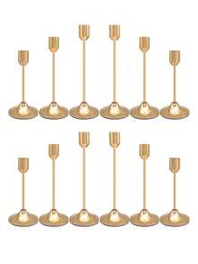 12件/6件/3件金色/黑色/镀金烛台套装，适用于柱状蜡烛和锥形蜡烛，适合圣诞节、万圣节、复活节、感恩节、家居、婚礼、派对、周年纪念日装饰 - 彩色 - 查看 7