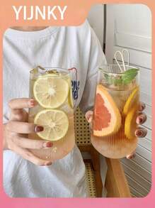 High Quality 16.91 Oz Striped Glass For Iced Coffee, Tea And Juice - Reusable, Hand Wash Only, All Year Round