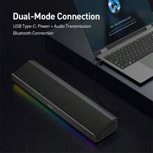 PHILIPS 适用于台式笔记本电脑的无线电脑扬声器、带彩色 LED 灯的 PC 条形音箱、带隐藏按钮音量控制的小型扬声器、适用于 Windows PC 的立体声音响