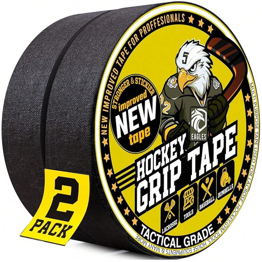 Hockey Tape Multipurpose Cloth Tape 60 Feet/Roll For Lacrosse Baseball & Softball Bats, Pullup Bars, Sports Gift Perfect For Wrist, Ankle, Foot, Gymnastics Bar Tape, Fde Grip Tape - Black - View 1