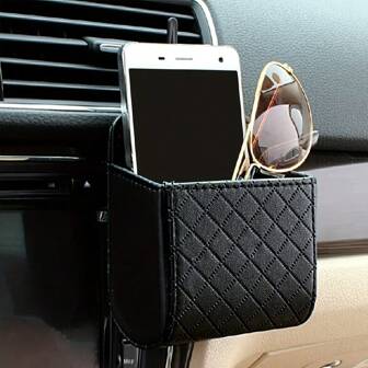Car Phone Holder Storage Bag - Car - Car Accessories - Convenient Air Vent Mount, Secure Phone Holding, Spacious Pouch, Car Coin Storage, Multifunctional Organizer With Sturdy Hook - Single Piece