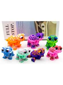 1 pièce Figurine de tortue debout articulée imprimée en 3D avec tête articulée et bras et jambes mobiles, coquille multicolore, figurine de décoration pour la maison, décoration de bureau, cadeau pour les amateurs de tortues, cadeau animal mignon