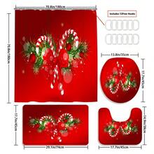 4-Piece Christmas Pattern Bathroom, Bathroom Shower Curtain, Shower Curtain, Bathroom Set, Bathroom Supplies, Shower Curtain Set, Shower Curtain, Bathroom Decoration, Bathroom Set, Shower Summer Bathroom Accessories