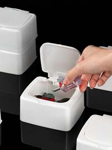 2 piezas/1 pieza Caja de piezas antidolvo plegable, caja de herramientas de escritorio, caja de almacenamiento de accesorios de tornillos, caja de clasificación y ordenación con rejilla