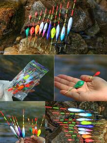 SOUGAYILANG 10-Pack High Sensitivity Fishing Floats, Wooden Universal Floats For Anglers, Short & Visible, Perfect For Fishing Gift 10 Pcs/Set High Sensitivity Fishing Floats, Mixed Size, Fishing Tackle Accessories - Multicolor - View 10