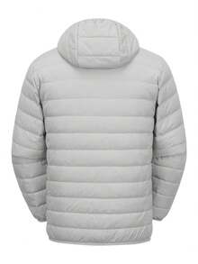 Winter Plus Size Women's Lightweight Packable Down Jacket, Hooded Long Sleeve Work Coat, Warm & Windproof For Autumn/Winter - Light Grey - View 9