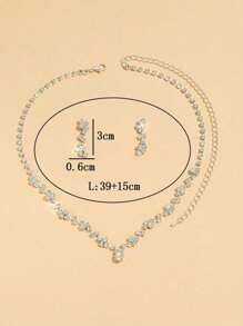 3pcs Set Minimalist Crystal Water Drop Necklace & Earrings Jewelry Set, Suitable For Women Wedding, Birthday, Anniversary Events