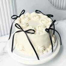 10 piezas Decoraciones elegantes de lazo rojo/negro/rosa para tartas, apropiadas para el Día de la Madre, San Valentín, decoración de postres, decoración de tartas con cinta, adorno para tartas de aniversario de boda, fiesta, San Valentín, Día de la Madre, conmemoración, Halloween, Navidad, cumpleaños