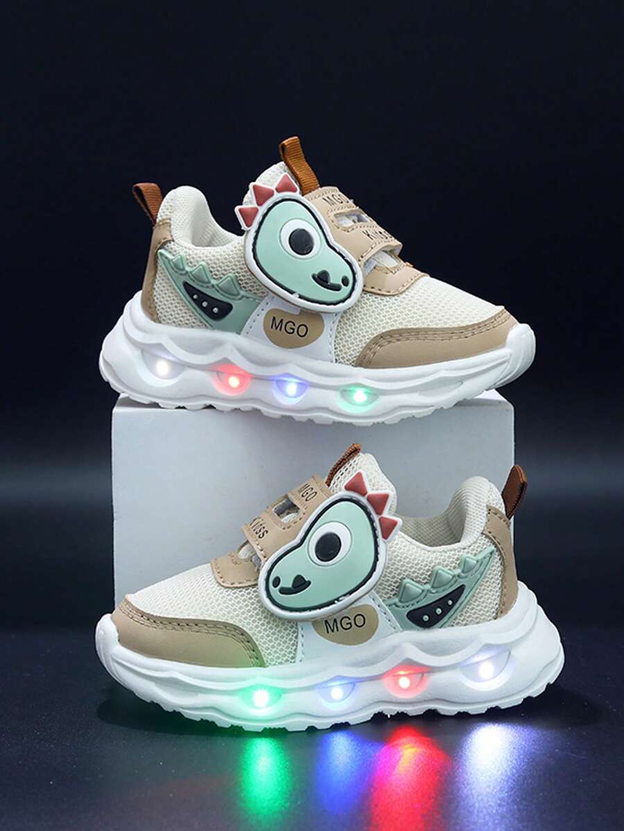MGO Kidss MGO 儿童恐龙发光鞋，儿童 LED 闪光运动鞋 - 透气网眼防滑步行运动鞋，男孩和女孩运动鞋，适合 1-6 岁儿童的彩色童鞋