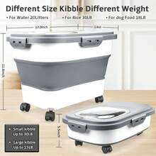 Contenedores De Almacenamiento De Arroz, Dispensador Plegable De 20 A 30 Libras De Almacenamiento De Alimentos Con Rueda Rodante Y Tapa Hermética Transparente, Sin BPA, Harina, Azúcar, Cereales,6273746 - Coffee Brown - View 2