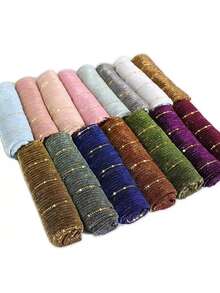 1pc Women Elegant Breathable Sequined Decor Elastic Headband, Solid Color Shiny Lightweight Sun Protection Neck Scarf, Suitable For All Seasons Including Sheer Crease-Resistant Beach Wrap For Dress